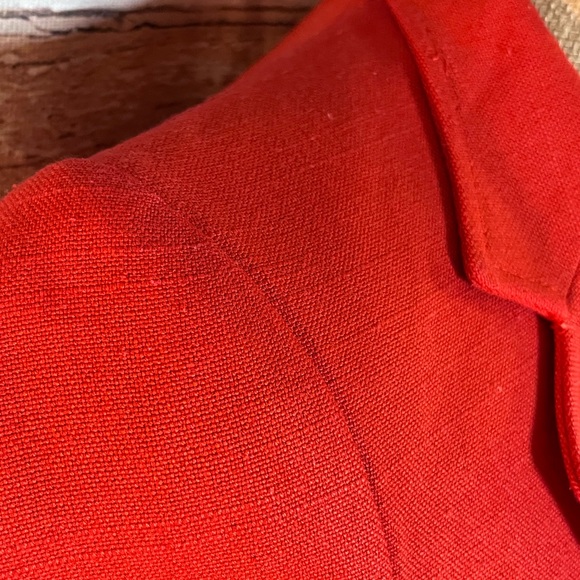 Vintage Buraks Red Linen Blazer Coat Small - Picture 14 of 16